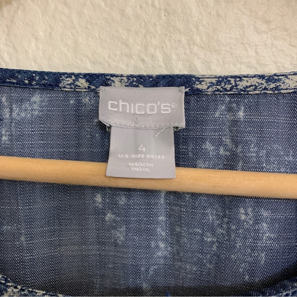 Chico's Embroidered Kurta Denim Chambray Tunic Sz 4/XXL - Picture 6 of 8